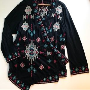Johnny Was open front embroidered cardigan
